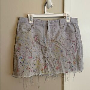 ⭐️Hand splattered lavender denim skirt XL